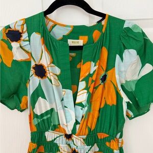 The Anthropologie Sommerset by Maeve Green and Orange Maxi Dress